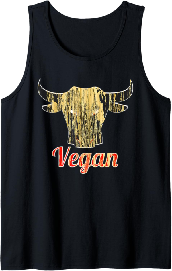 Strong Vegan Vegetarian Grass Eating Bull Tank Top - Image 2